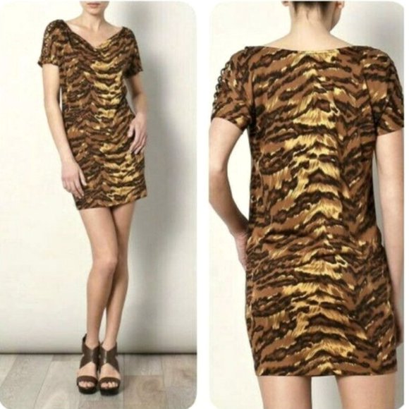 Diane Von Furstenberg DVF Mini Dress Silk Jersey Tiger Animal Print - Picture 2 of 12